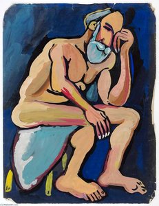Male Nude In Thinker Pose — William H. Johnson