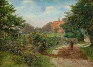 Man In A Lane Approaching A House — Frederick Davy
