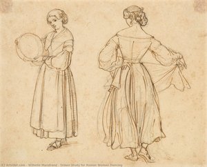 Drawn Study for Roman Woman Dancing