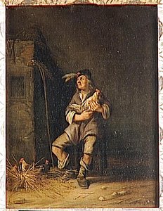 Les Cinq Sens, Le Toucher Paysan Tenant Une Poule — Palamedesz Anthonie (stevaerts), Northern Renaissance