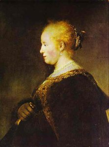 Portrait Of A Young Woman With The Fan — Rembrandt Van Rijn