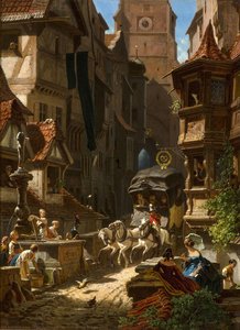 Arrival Of The Stagecoach — Carl Spitzweg, Romanticism