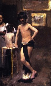 Two Nude Boys And A Woman In A Studio Interior — John Singer Sargent