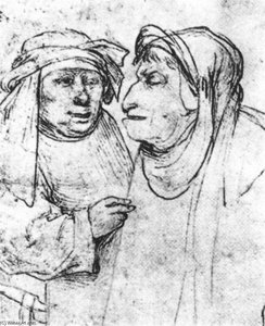 Two Caricatured Heads — Hieronymus Bosch, Northern Renaissance