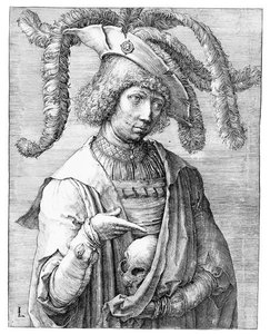 A Young Man Holding A Skull — Lucas Van Leyden
