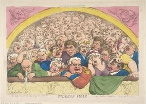 Pidgeon Hole. A Convent Garden Contrivance To Coop Up The Gods — Thomas Rowlandson