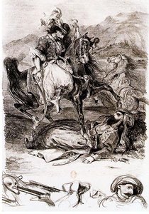 El Combate De Giaur Con El Pachá — Eugène Delacroix