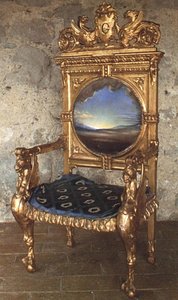 Armchair With Landscape Painted For Gala's Chateau At Pubol, Circa 1974 — Salvador Dalí
