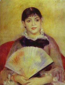 Girl With A Fan (mlle. Alphonsina Fournez) — Pierre-auguste Renoir, Impressionism
