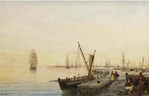 A Busy Harbour — Konstantinos Volanakis