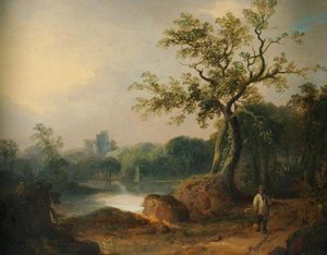 Landscape With Figures On A Path — William Shayer Senior
