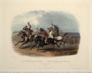 Horse Racing Of Sioux Indians Near Fort Pierre, Plate 30 From Volume 1 Of 'travels In The Interior Of North America' — Karl Bodmer, Romanticism