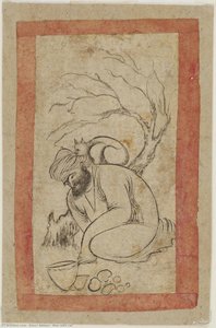 Man With Cat — Riza-i Abbasi