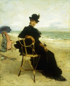 A Lady Seated On A Veranda