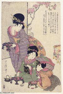 A Group Of Five Japanese — Chobunsai Eishi