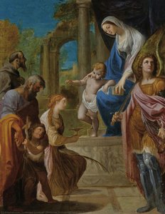 Madonna Enthroned, With The Child, St John, The Archangel Michael, St Francis, St Lucia, St Joseph — Ludovico Carracci, Bolognese Baroque