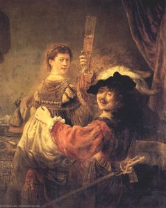 Self-portrait With Saskia — Rembrandt Van Rijn, Dutch Baroque