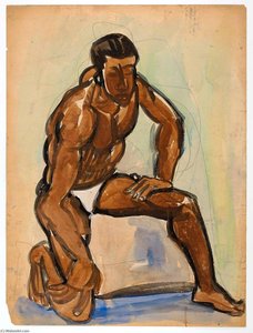 Kneeling Male Model — William H. Johnson