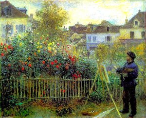 Monet Painting In His Garden At Argenteuil — Pierre-auguste Renoir, Impressionism