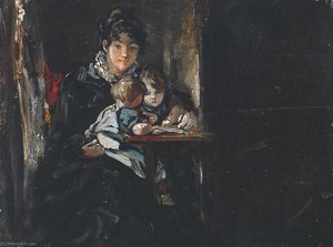 Maria Constable With Two Of Her Children — John Constable, Romantic Realism