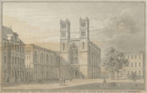 Berlin. Friedrichswerder Church. Perspective View Showing Gable Wall Overlooking Falkoniergasse — Karl Friedrich Schinkel, Neoclassicism