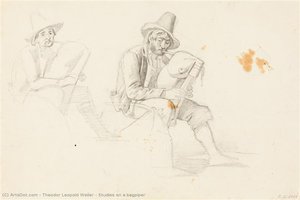 Studies On A Bagpiper — Theodor Leopold Weller
