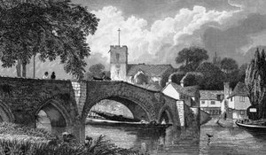 Aylesford Church And Bridge — William Henry Bartlett, Romanticism