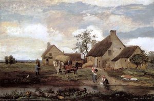 A Farm In The Nievre — Jean-baptiste-camille Corot