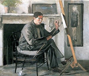 Self Portrait Seated At An Easel — John Stanton Ward
