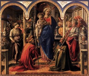 Madonna And Child With St Fredianus And St Augustine — Filippo Di Tommaso Lippi, Italian Renaissance