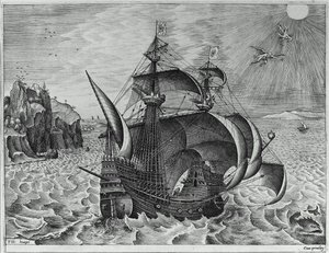 Armed Three-master With Daedalus And Icarus In The Sky Icarus — Pieter Bruegel The Elder