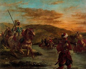 Vadeando Un Arroyo En Marruecos — Eugène Delacroix