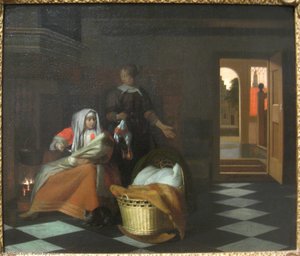 Woman With A Child And A Maid In An Interior — Pieter De Hooch