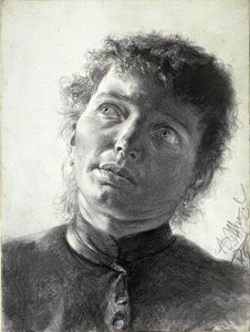 Head Of A Woman — Adolph Von Menzel