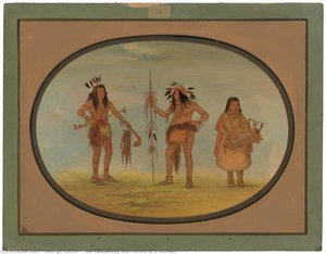 Two Ojibbeway Warriors And A Woman — George Catlin