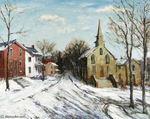 Snow Scene With Church — Walter Emerson Baum
