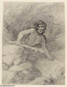 A Man With A Club, Amid Rocks — Sir Nathaniel Dance Holland