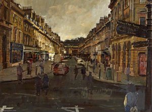 A Glimpse Of Sun On Milsom Street, Bath — Peter Brown, Impressionism