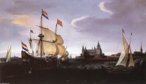Arrival Of A Dutch Three-master At Schloss Kronberg — Hendrick Cornelisz. Vroom