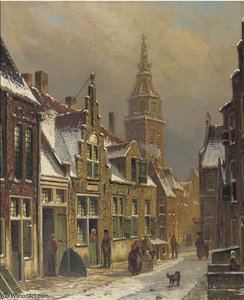 A Dutch Town On A Sunny Day In Winter — Oene Romkes De Jongh