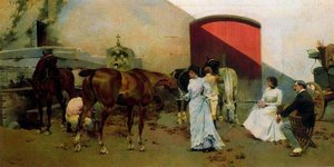 Scenes With People And Horses — Josep Cusachs I