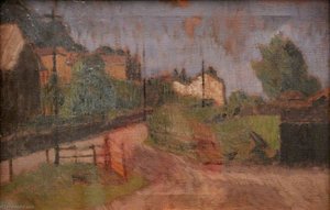 Village Scene With Gate, Ferryside ( ) — Edward Morland Lewis