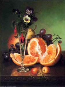 Fruit, Flowers And A Wineglass On A Tabletop — Robert Spear Dunning