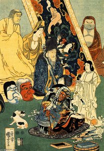 Sculptor Jingoro Surrounded By Statues — Utagawa Kuniyoshi, Japanese Romanticism Japanese Romanticism
