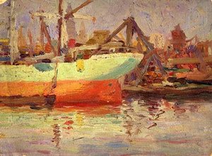 (Harbor Scene), (painting)