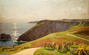 Sheep On Cliffs — Algernon Talmage