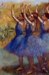 Three Dancers In Purple Skirts — Edgar Degas