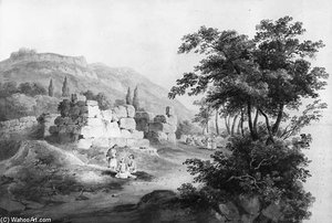 The School Of Homer, Ithaca, Figures In A Landscape With Ruins