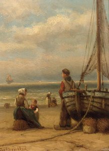 Fisherfolk on the beach