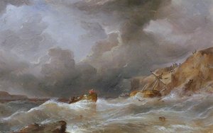 Wreck Of A Ship Off A Rocky Coast — Samuel Walters